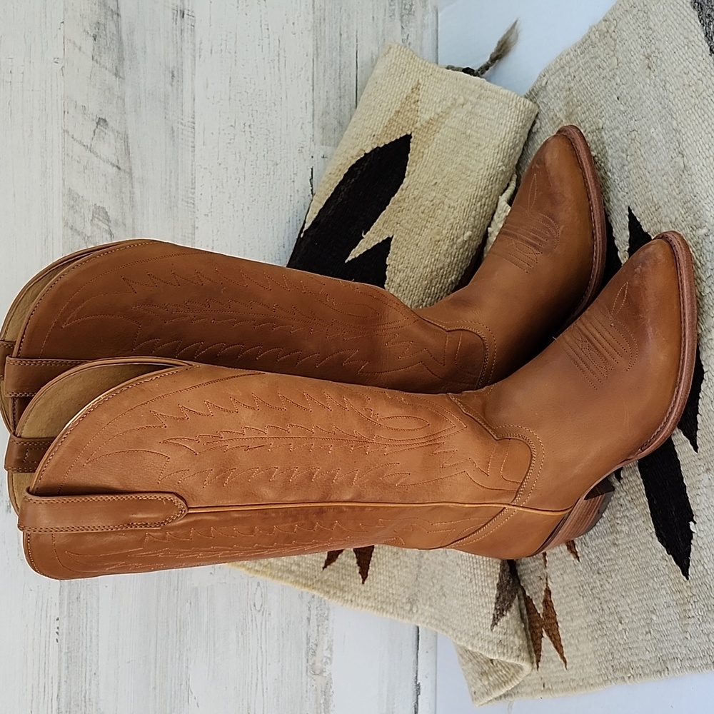 BLACK STAR LEATHER WESTERN KNEE HIGH BOOTS - Picture 15 of 15